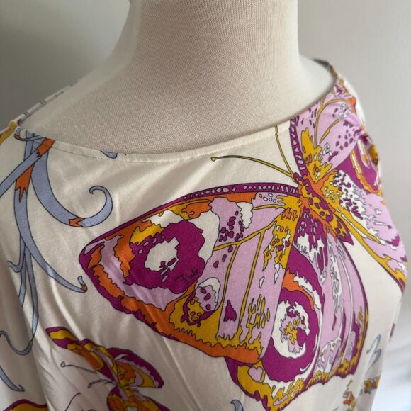 Italian Designer Emilio Pucci Butterfly Sleeve Scoop Neck Top - Size 42 - Picture 11 of 14